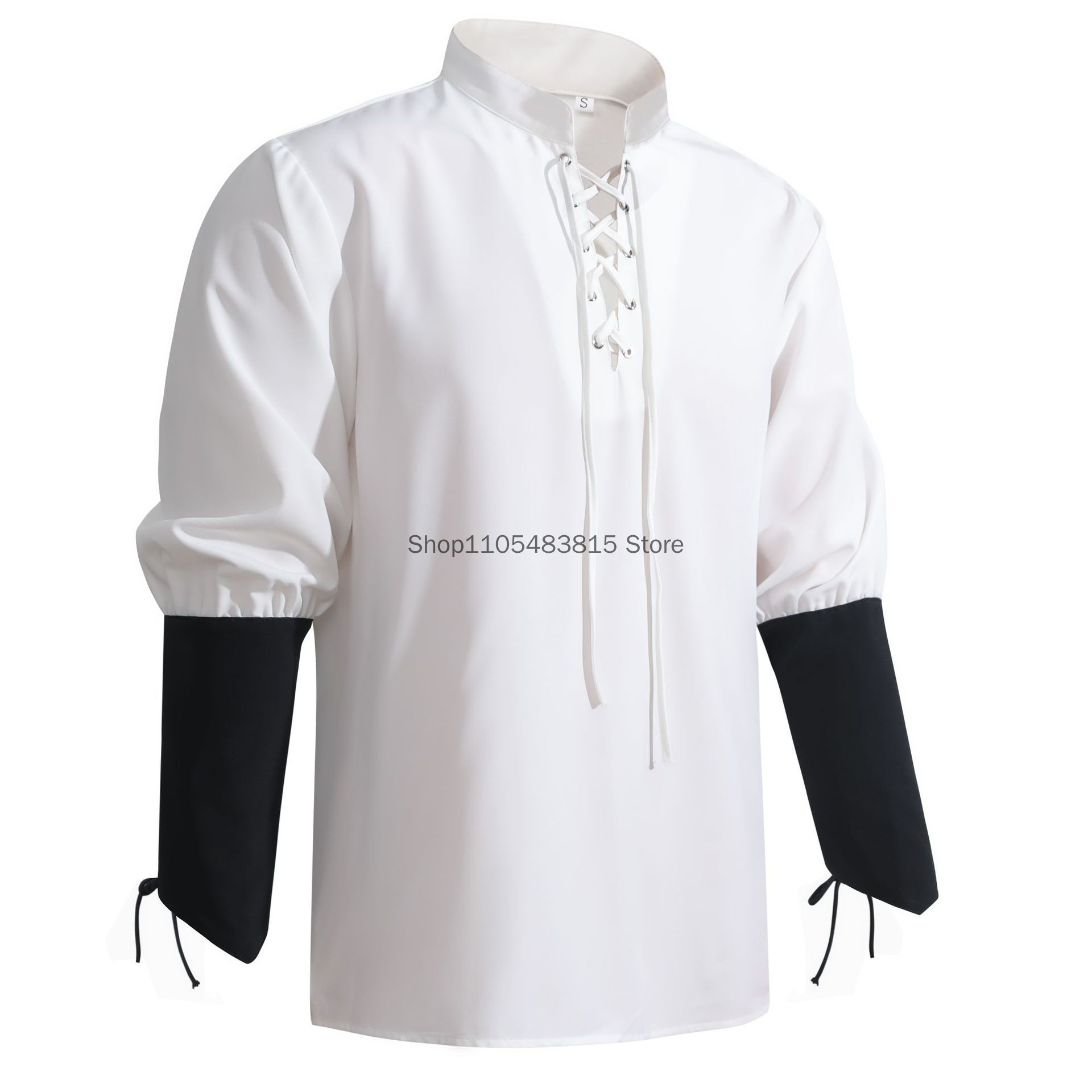 メンズ用海賊シャツ - 中世ゴシックスタイルの詩人風シャツ、 - Medieval Gothic Lace Up Pirate Shirt のレビューと価格