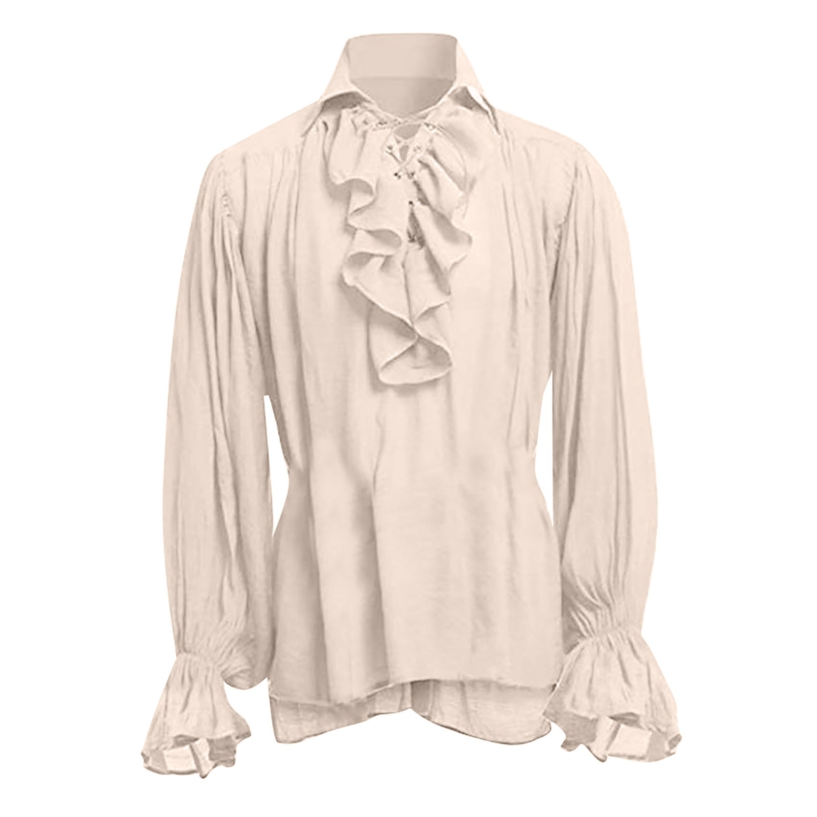 メンズハロウィンレースアップ海賊シャツ中世吸血鬼王子詩人シャ - Medieval Gothic Lace Up Pirate Shirt のレビューと価格