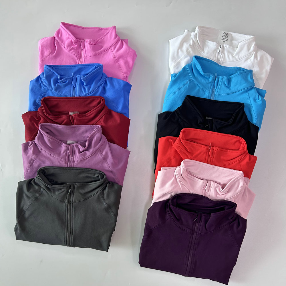 ロゴなしヨガジャケットハーフジップシャツ女性長袖スポーツトッ - Jackets のレビューと価格