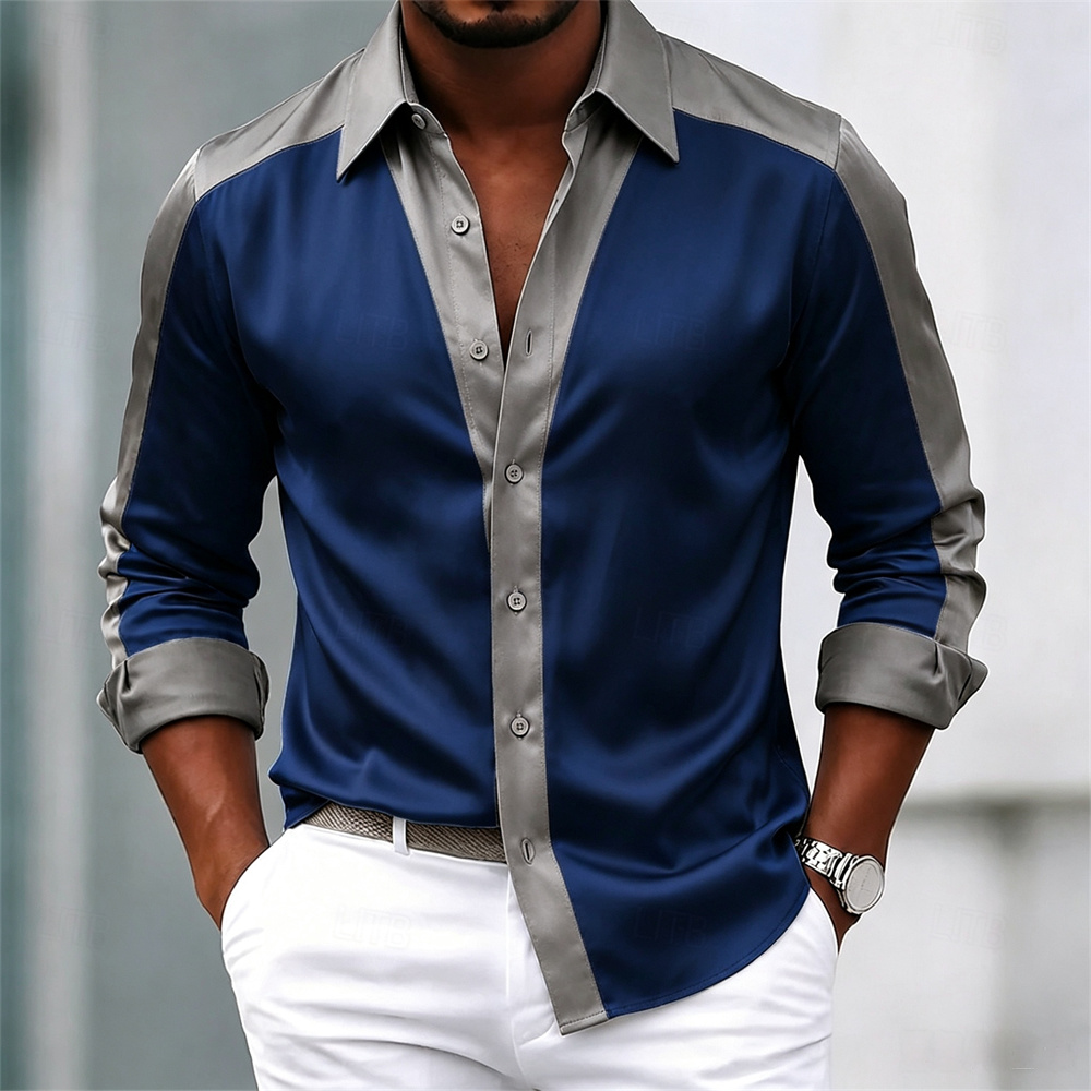 メンズシャツ サテンシャツ ドレスシャツ カジュアルシャツ  - Mens Satin Silk Dress Shirt のレビューと価格