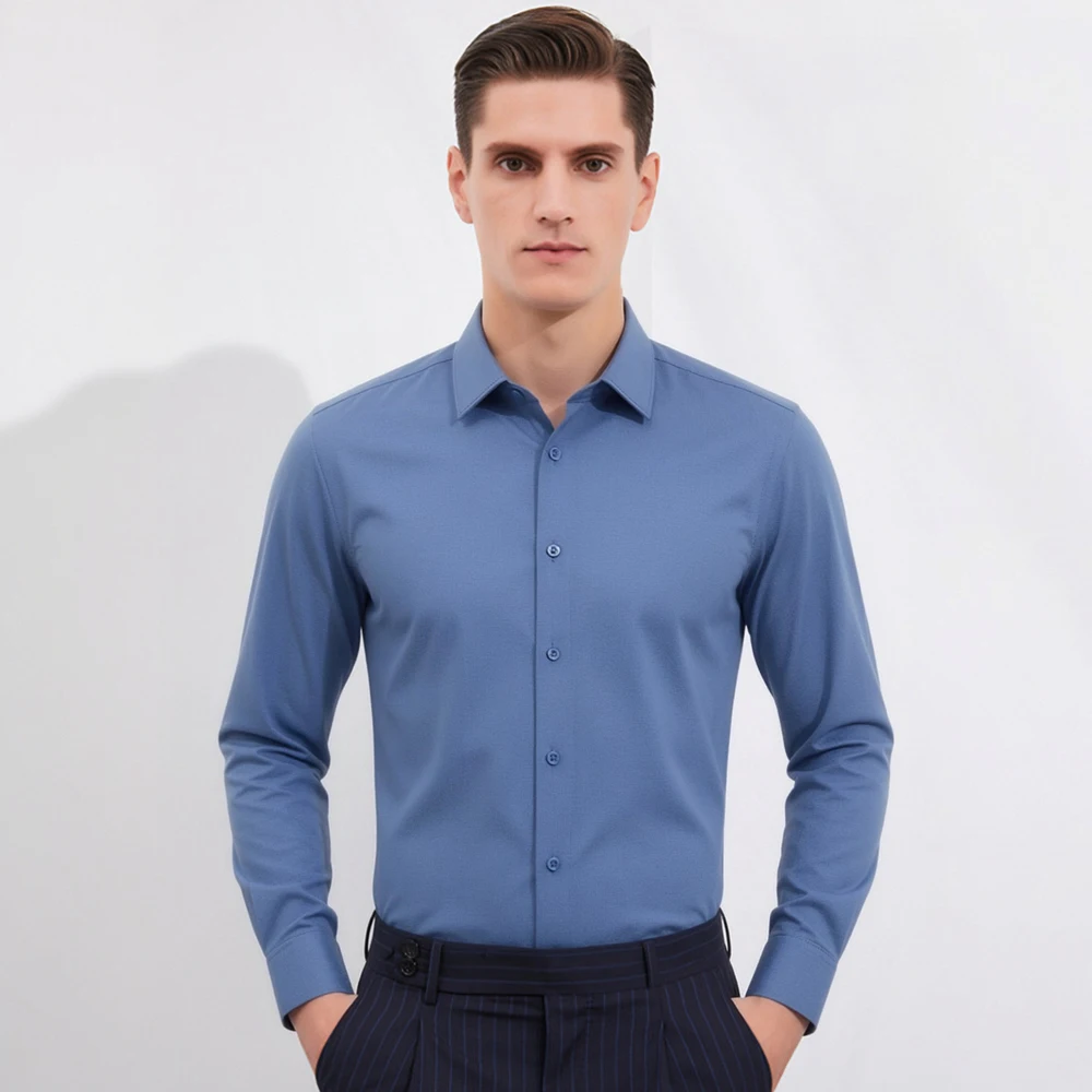 メンズ サテン風長袖ビジネスカジュアルシャツ シワになりにく - Breathable Bamboo Fiber Shirt Non Iron のレビューと価格