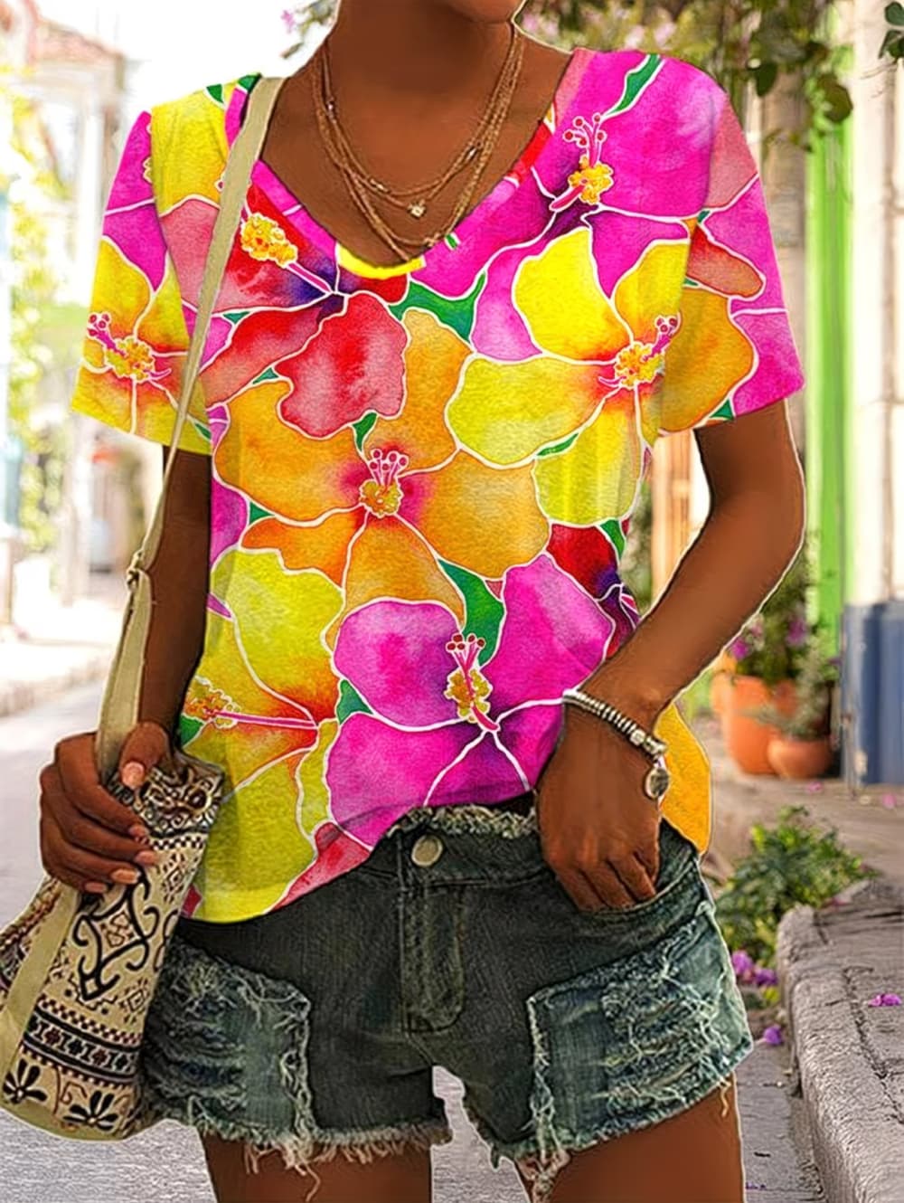 夏の女性の T シャツ花柄グラフィックヴィンテージトロピカル - Vintage Hawaiian Floral Shirt のレビューと価格