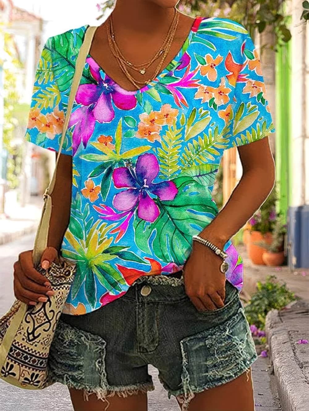 夏の女性の T シャツ花柄グラフィックヴィンテージトロピカル - Vintage Hawaiian Floral Shirt のレビューと価格