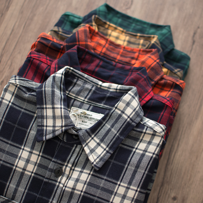 秋の新アメリカンレトロ 300 グラムヘビーウェイト長袖ラペ - Flannel Plaid Shirt Heavy Weight のレビューと価格
