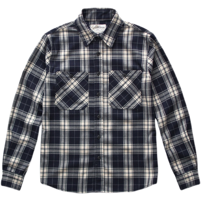 秋の新アメリカンレトロ 300 グラムヘビーウェイト長袖ラペ - Flannel Plaid Shirt Heavy Weight のレビューと価格