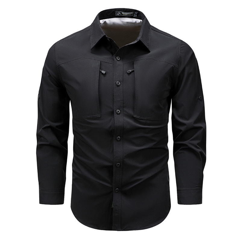 春秋メンズ長袖カーゴシャツ速乾性男性防水ワークシャツ男ルーズ - Tactical Military Shirt Cargo のレビューと価格