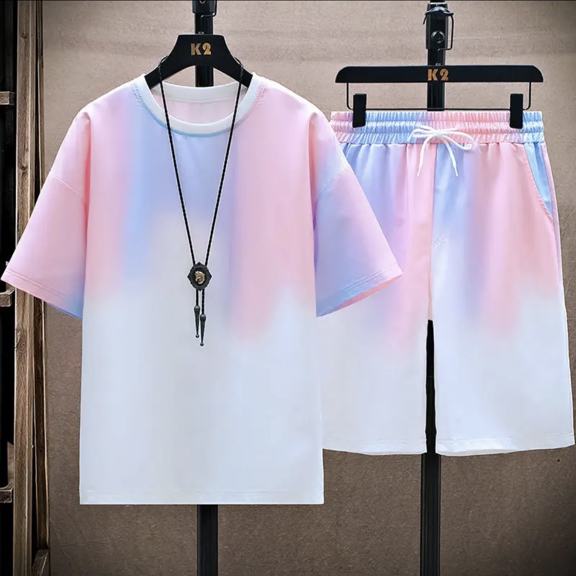 新作夏物カップル向けアイスシルクセット、ゆったりとした韓国風 - Shirts のレビューと価格