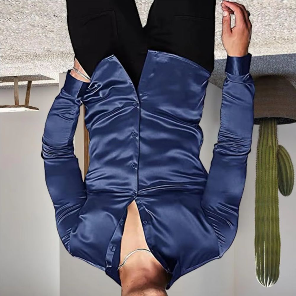 スタイリッシュなメンズシャツ、光沢のあるシルクのようなサテン - Mens Satin Silk Dress Shirt のレビューと価格